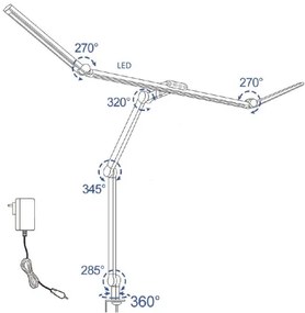 LED Stmievateľná flexibilná stolná lampa LED/36W/230V 3000-6500K CRI 92 čierna