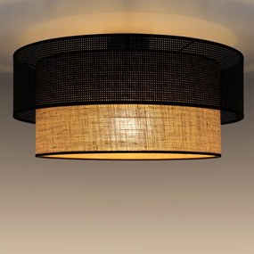 Stropné svietidlo BORHO 1xE27/60W/230V pr. 40 cm čierna/juta