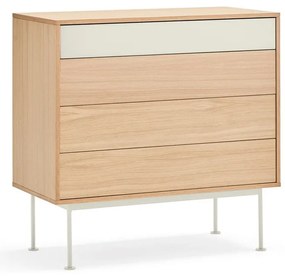 Krémovobiela komoda v dubovom dekore so zásuvkami Teulat Yoko