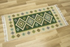 Obojstranný koberec / behúň Kilim romby zelený