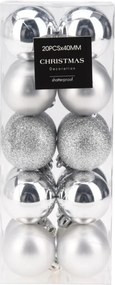Vianočné ozdoby 20 ks, strieborné gule