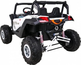 Ramiz Elektrická bugina UTV-MX pre deti biela + pohon 4x4 + diaľkové ovládanie + LED a audio + úložný priestor + EVA + pomalý štart