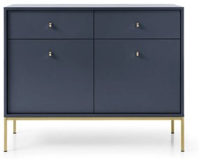 Komoda Mono II 104 cm so zásuvkami modrá/zlatá