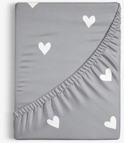 Goldea bavlnená napínacia plachta - srdiečka na sivom 80 x 200 cm
