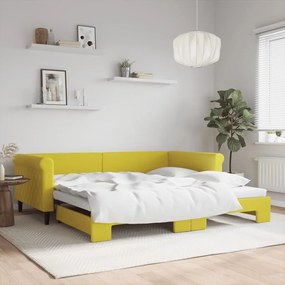 Denná posteľ s rozkladacou posteľou žltá 100x200 cm zamat 3197783