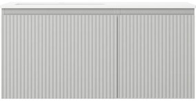 Mexen Rivel, kúpeľňová skrinka 100 cm s ľavým umývadlom Otis, 1S, 1D, drážkovaná, sivá matná/biela matná - 91A23-10047-3-BBFF62-W18L01