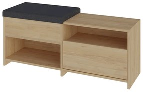 Skrinka na topánky v dekore duba s lavicou v prírodnej farbe Romi – Marckeric