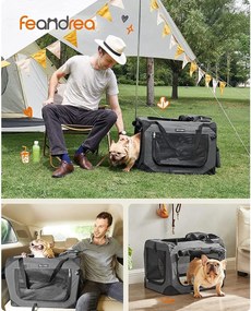 Skladací nosič pre domáce zvieratá, prepravný box, veľkosť M, sivý