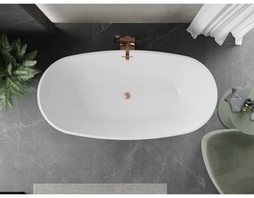 Mexen Eris, voľne stojaca vaňa 155 x 80 cm, biela-čierna, medený prepad, 53441558075-65