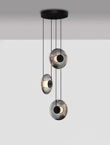 LED stmievateľný čierno-šedý moderný luster Skia 3