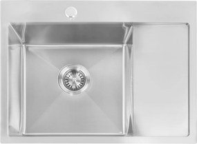 Rea Fin, 1-komorový oceľový drez 620x480x185 mm, brúsená oceľ, ZLE-06012
