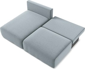 Modrá zamatová rozkladacia/s úložným priestorom rohová pohovka (ľavý roh/s leňoškou) Kalena – Makamii