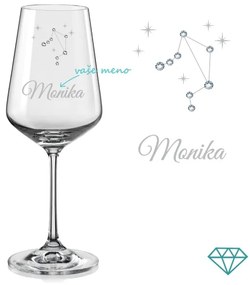 Pohár na víno súhvezdia Váh s kryštálmi