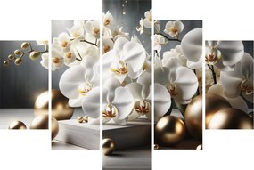 Obraz - Orchidea a zlaté gule (150x105 cm)