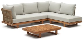 Záhradná lounge súprava z masívu akácie pre 5 v krémovo-prírodnej farbe Raco – Kave Home
