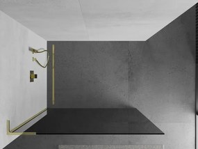 Mexen Kioto L, sprchová zástena Walk-In 100 x 200 cm, 8mm šedé sklo, zlatý lesklý profil,800-100-103-50-40