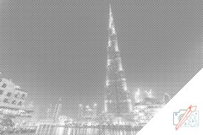 Gario Bodkovanie Burj Khalifa, Dubaj Rozmery: 40 x 60 cm, Rámovanie: Iba zrolované plátno, Farba bodiek: Modrá