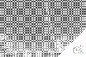 Gario Bodkovanie Burj Khalifa, Dubaj Rozmery: 80 x 120 cm, Rámovanie: Iba zrolované plátno, Farba bodiek: Čierna