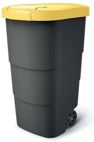 Záhradná nádoba s odolnými kolieskami, 110 l, žltá / antracit