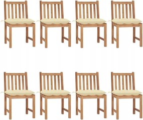 vidaXL Záhradné stoličky 8 ks s podložkami tíkový masív