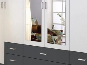 Šatníková skriňa Gamma, tmavo šedá/biela