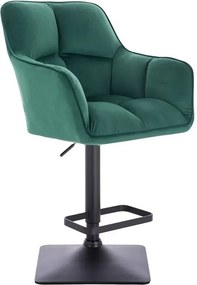 LuxuryForm DESIGN Barová stolička AMALFI VELUR na čiernej hranatej podstave - zelená