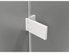 Mexen Lunar-F L, skladací sprchový kút ľavý 80 x 80 cm, 8mm číre sklo, biely profil, 836L-080-080-20-00-L