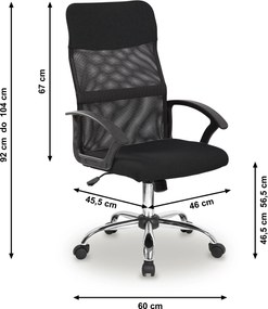 ModernHome Kancelárska otočná stolička so sieťovaným operadlom čierna