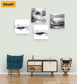 Set obrazov more v imitácii olejomaľby - 4x 40x40