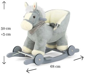 Hojdací koník s melódiou a kolieskami Milly Mally Polly sivý