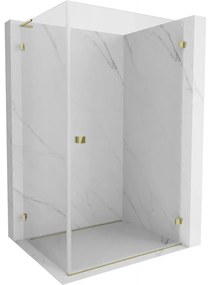 Mexen Lunar-B L pravý výklopný sprchový kút 85 x 70 cm, číre sklo, zlatá lesklá, 832L-085-070-50-00-P