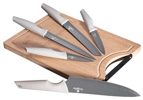 6-dielna sada kuchynských nerezových nožov s doskou na krájanie MATT GREY 20733