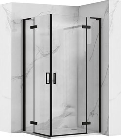 Sprchový kút REA HUGO DOUBLE BLACK 90x80, čierny/transparent - bez vaničky