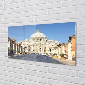 Sklenený obraz Katedrála Rím ulice budovy 140x70 cm