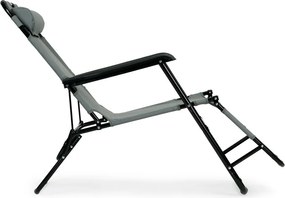Ležadlo s opierkou hlavy, skladacia konštrukcia, sivé