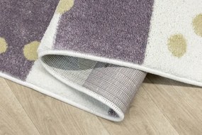 Koberec LIMA M044A krémový / fialový / zlatý polkruh