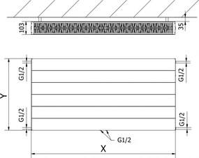 Mexen Line CCL22, panelový radiátor 600 x 1600 mm, spodné stredové pripojenie, 2532 W, antracitová, W6C22L-060-160-66