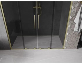 Mexen Velar Duo, posuvné sprchové dvere do otvoru 170 cm, 8mm šedé sklo, zlatá matná, 871-170-000-42-55