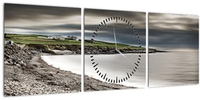 Obraz jazera za šera (s hodinami) (90x30 cm)
