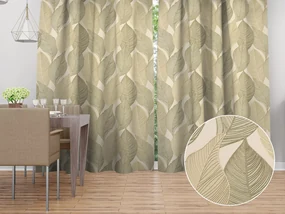 Biante Zamatový záves Tamara TMR-046 Prírodné popínavé listy na krémovom 145x140 cm