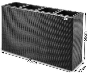 InternetovaZahrada Kvetináč - 4 ks - 95 x 27 x 60cm - čierny