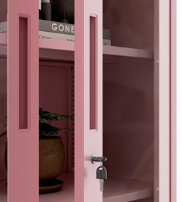 Sklenená vitrína AMELIA, 900 x 1850 x 400 mm, Fresh Style: púdrovo ružová