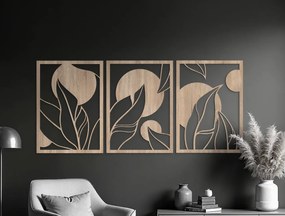drevko 3-dielny drevený obraz Veľké listy Rozmer obrazu: 44,5 x 99 cm, Farba dekorácie: Čierna