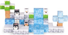 MULTISTORE Magnetické stavebné kocky 97 dielov – farebný zimný vzor, stavebnica pre deti 3+