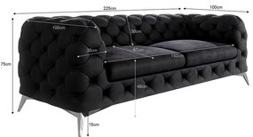 Čierna zamatová pohovka 225 cm Chelsea – Ropez