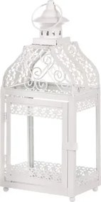 Kovový lampáš Mirja 37 cm, biela antik%