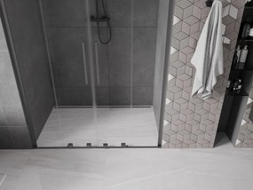 Mexen Velar L Duo, posuvné sprchové dvere do otvoru 140 cm, 8mm číre sklo, brúsený grafit, 871-140-003-02-95