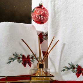 VIANOČNÝ BAVLNENÝ UTERÁK BLISS SADA 6KS 50X90 CM BIELA