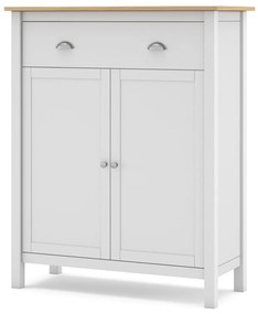 Biela/prírodná vysoká komoda z borovicového dreva 90x110 cm Misti – Marckeric
