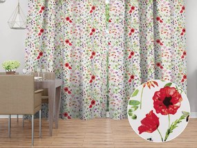 Biante Bavlnený záves Sandra SA-608 Červeno-fialové lúčne kvety s motýlikmi a čmeliakmi na bielom 150x260 cm